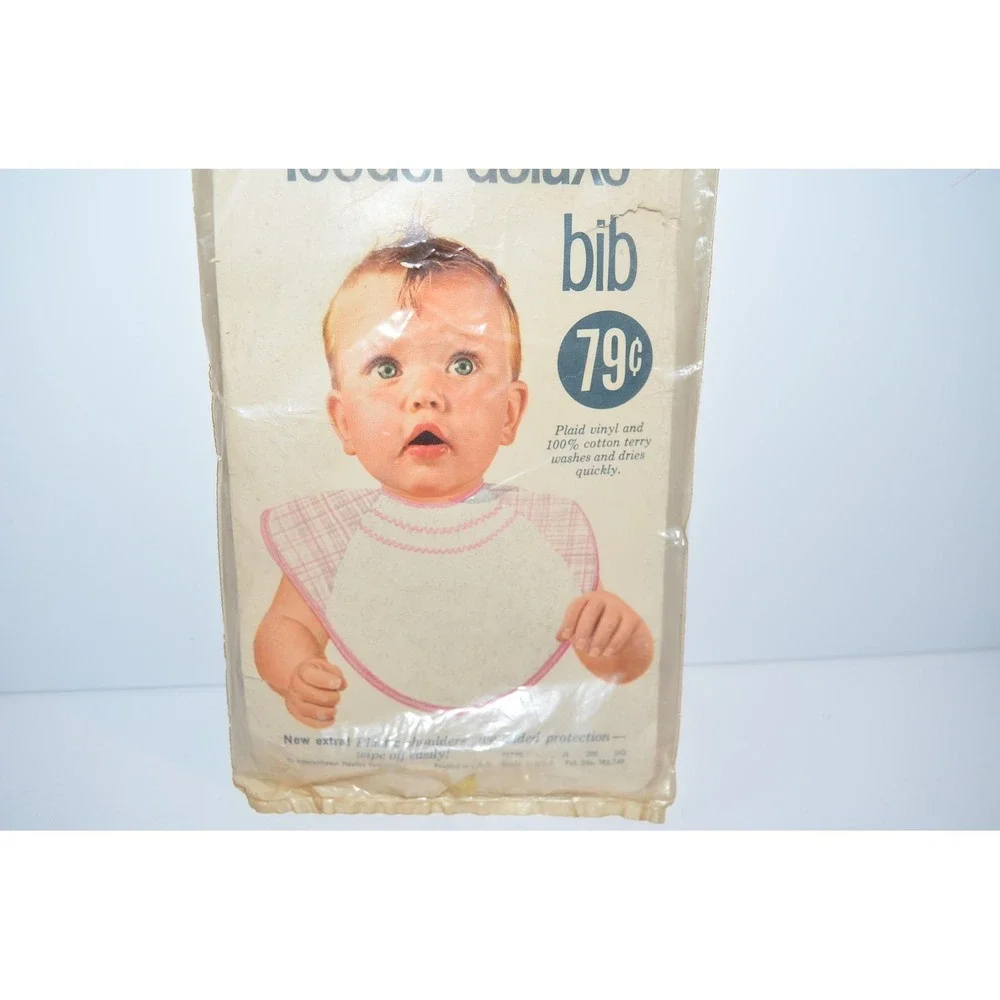 Vtg Playtex Terry Cloth Yellow Baby Bib 1970's in package